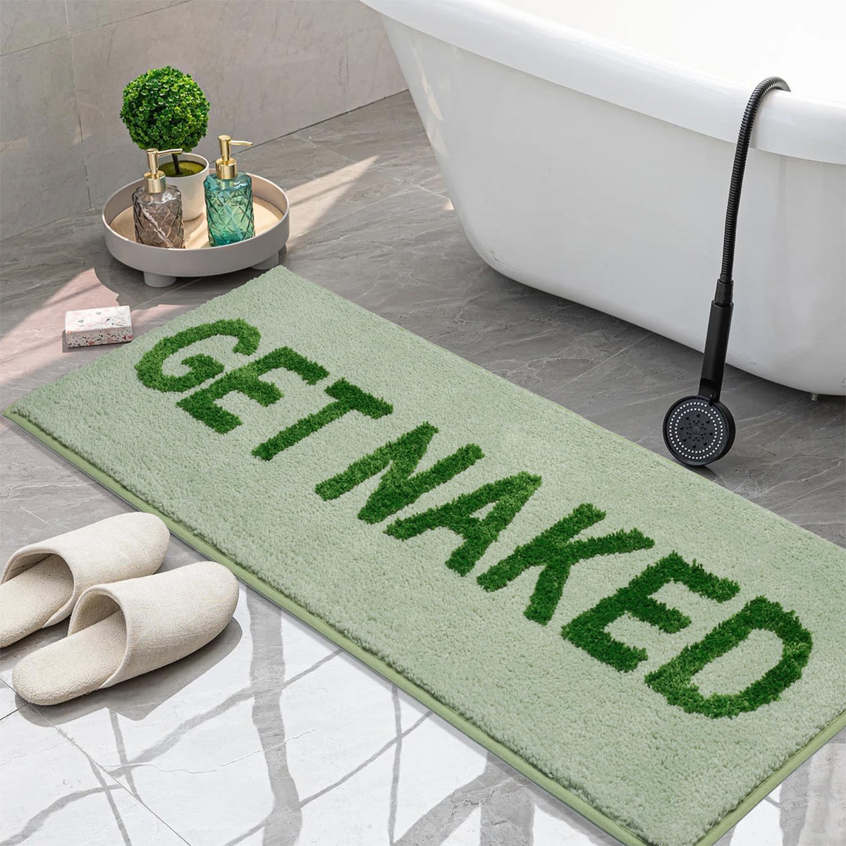 KOEXM Get Naked Bath Mat Black Cute Bathroom Rugs 16" x 24" Non Slip