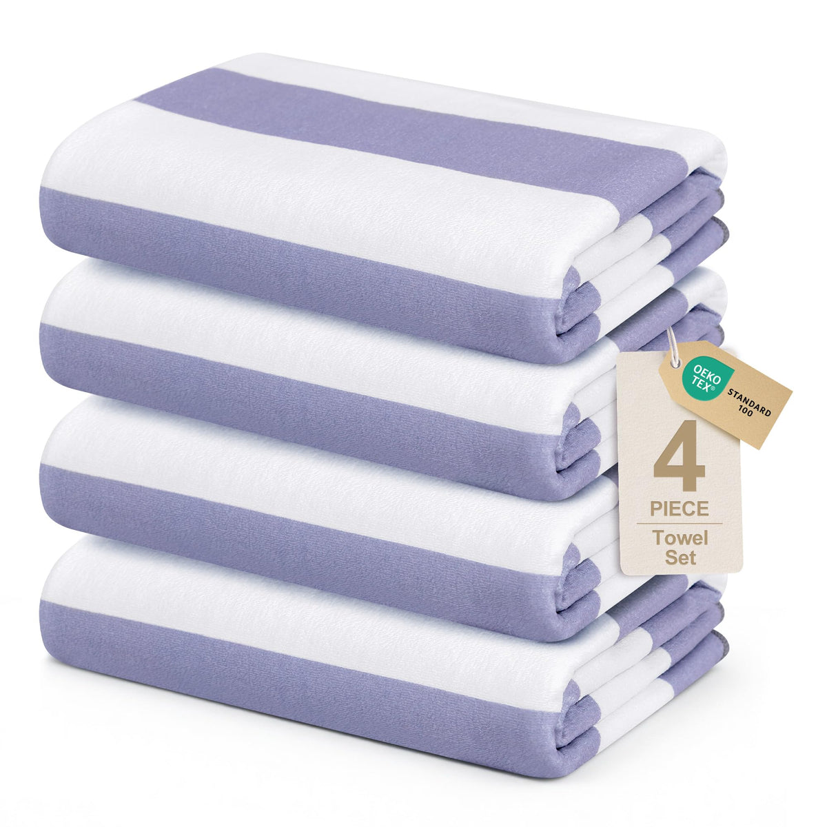 Touchat 4 Pack Beach Towels Oversized 30'' x 60'' Microfiber Pool Swim Bath Camping Travel Cabana Stripe Quick-Dry Super Absorbent Lightweight Sand Free Towel for Adults, Multi-Functional，Pink