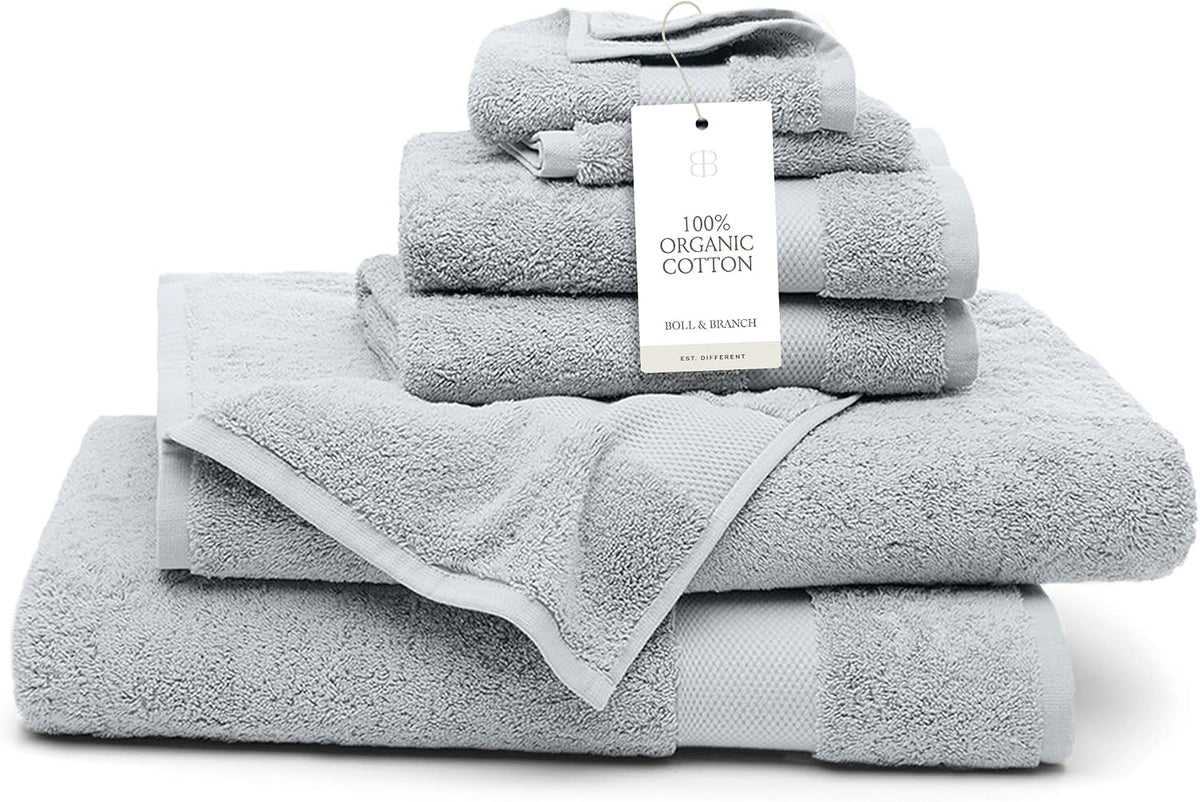 BOLL & BRANCH Plush Bath Towel Set, 6 Pieces, Stone