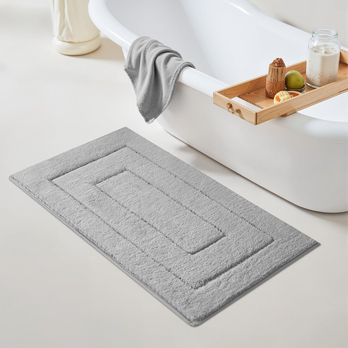 GRANNY SAYS Gray Bathroom Rug 20" x 30", Non-Slip Microfiber Bath Mat