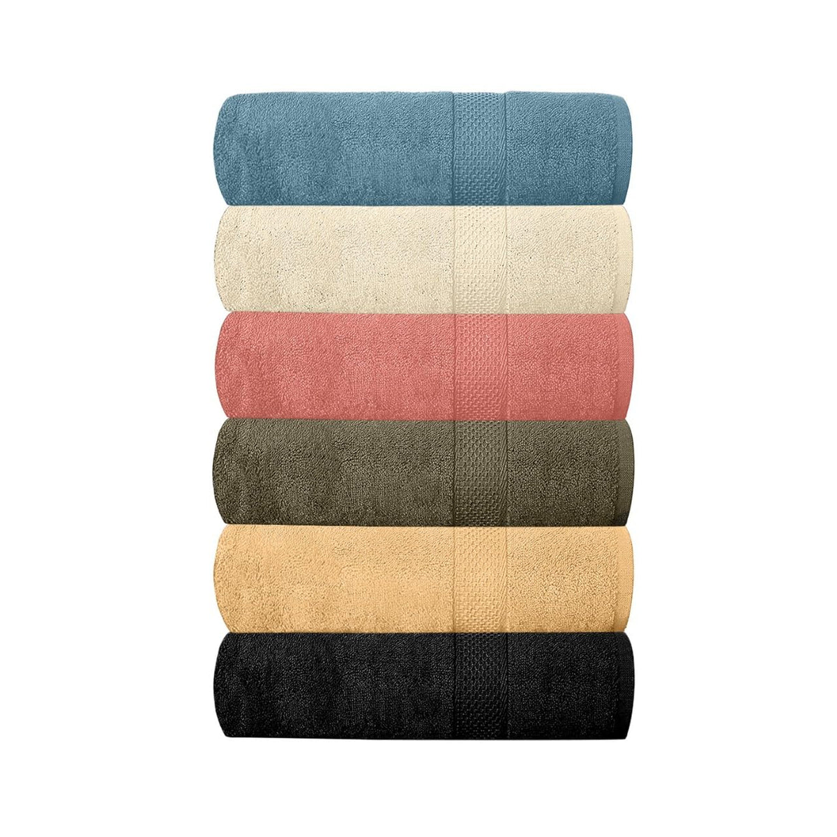 QUBA LINEN Hotel & Spa 100% Cotton Bath Towels Pack of 6, Ultra Soft, Quick Dry, Lightweight, Highly Absorbent, Perfect for Face, Hands, Spa, Gym, Hotel, Resort & Daily Use - Grey (24" x 48")