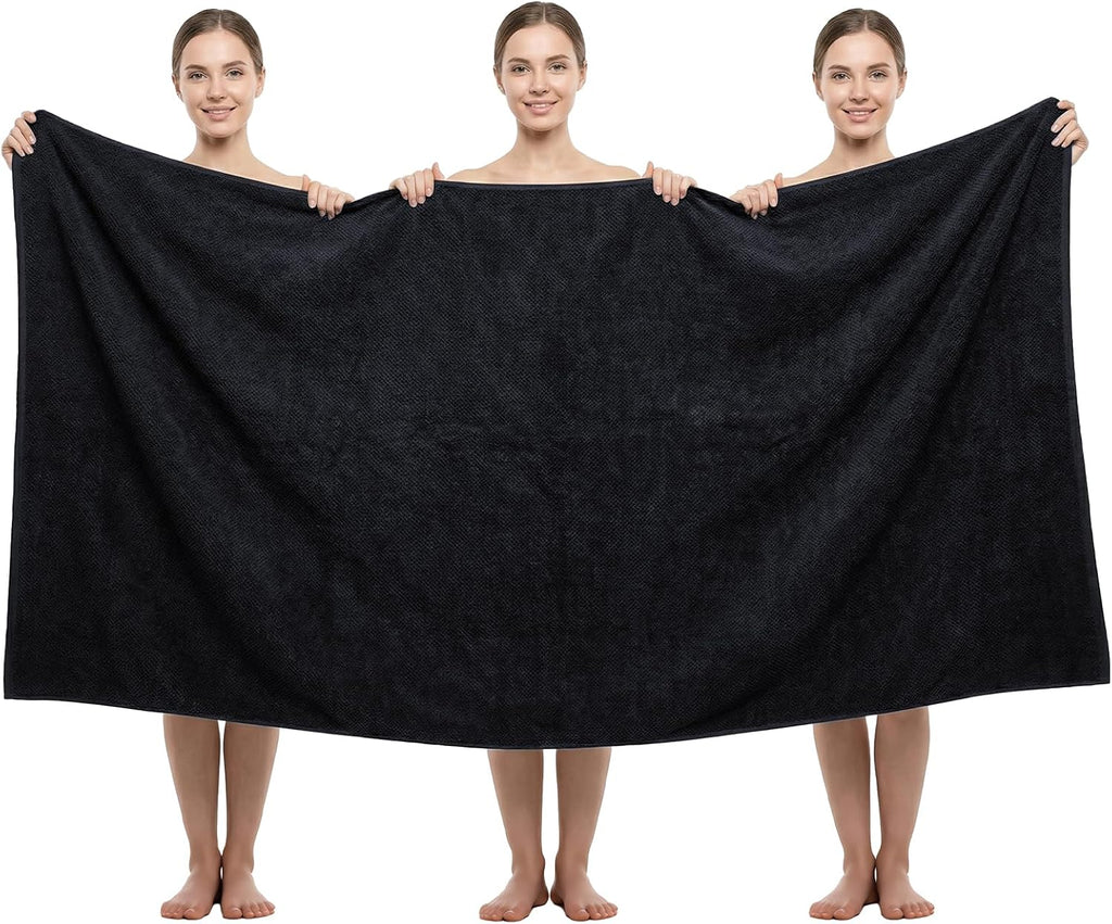 REDKISS Pack of 1 Jumbo Bath Sheet, 40 x 80 Inches Microfiber Oversized Bath Towel for Bathroom, Extra Large & Lightweight, Quick-Dry, Super Soft & Highly Absorbent, Perfect to Wrap Yourself In, Black