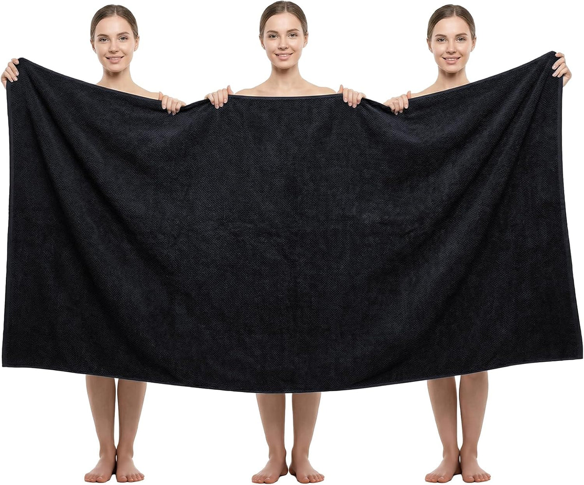 REDKISS Pack of 1 Jumbo Bath Sheet, 40 x 80 Inches Microfiber Oversized Bath Towel for Bathroom, Extra Large & Lightweight, Quick-Dry, Super Soft & Highly Absorbent, Perfect to Wrap Yourself In, Black