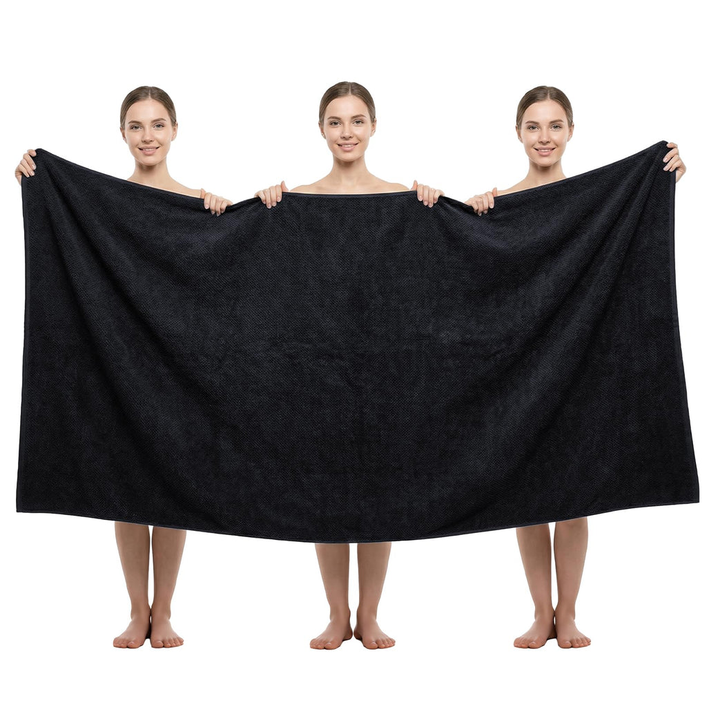REDKISS Pack of 1 Jumbo Bath Sheet, 40 x 80 Inches Microfiber Oversized Bath Towel for Bathroom, Extra Large & Lightweight, Quick-Dry, Super Soft & Highly Absorbent, Perfect to Wrap Yourself In, Black
