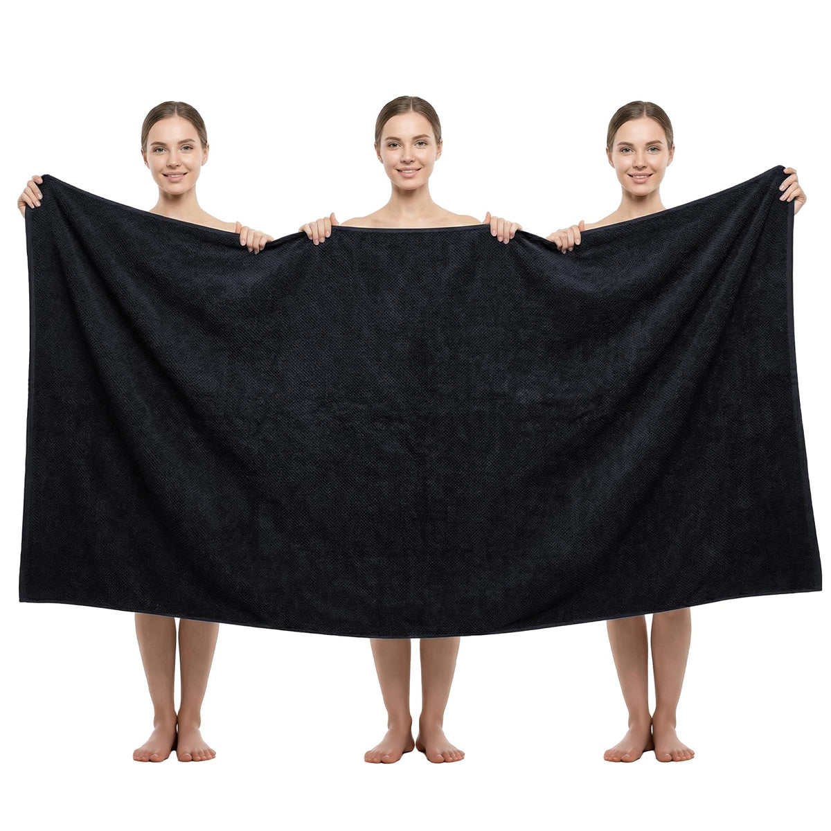 REDKISS Pack of 1 Jumbo Bath Sheet, 40 x 80 Inches Microfiber Oversized Bath Towel for Bathroom, Extra Large & Lightweight, Quick-Dry, Super Soft & Highly Absorbent, Perfect to Wrap Yourself In, Black