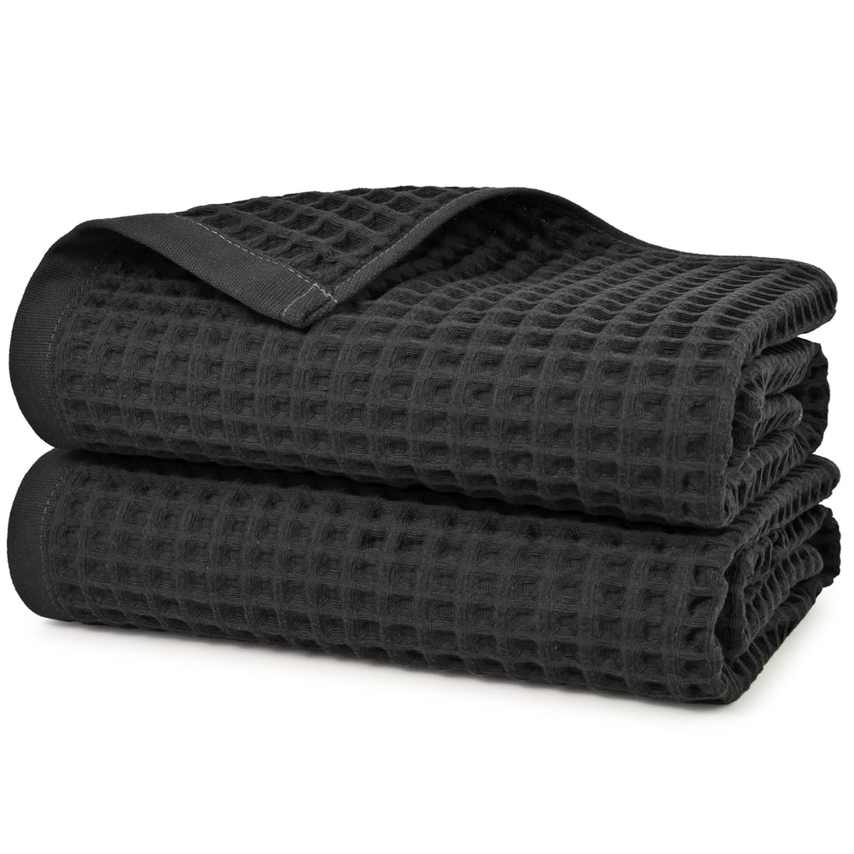 Waffle Bath Towels Set of 2 (Mist White) – Cotton, Quick Dry, Low Lint