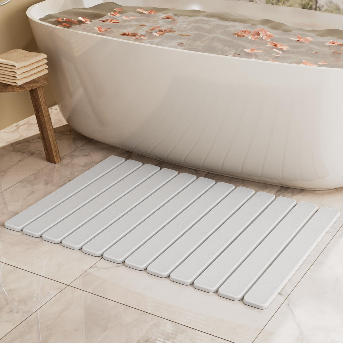 Foldable Stone Bath Mat, Diatomaceous Earth Stone Drying Mats for Bathroom