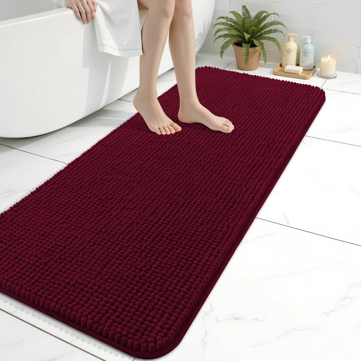 Arotive Chenille Bathroom Rugs 30x20, Soft Absorbent Bath Mat, Grey
