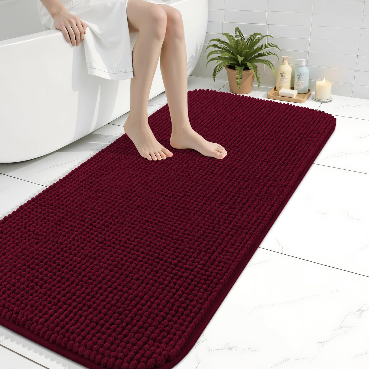 Arotive Chenille Bathroom Rugs 30x20, Soft Absorbent Bath Mat, Grey