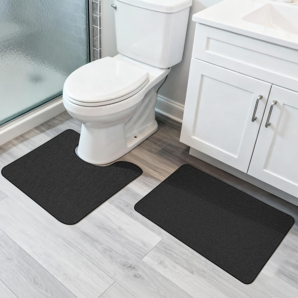 Bath Mat,Ultra Thin Bathroom Rugs,Rubber Bath Mats for Bathroom,No Slip Bath Rugs,Quick Dry,Machine Washable,Low Pile,Absorbent,Shower Outside,Sink,Home Decor Accessories.Grey,1'5"x2'3"(17x27Inch)