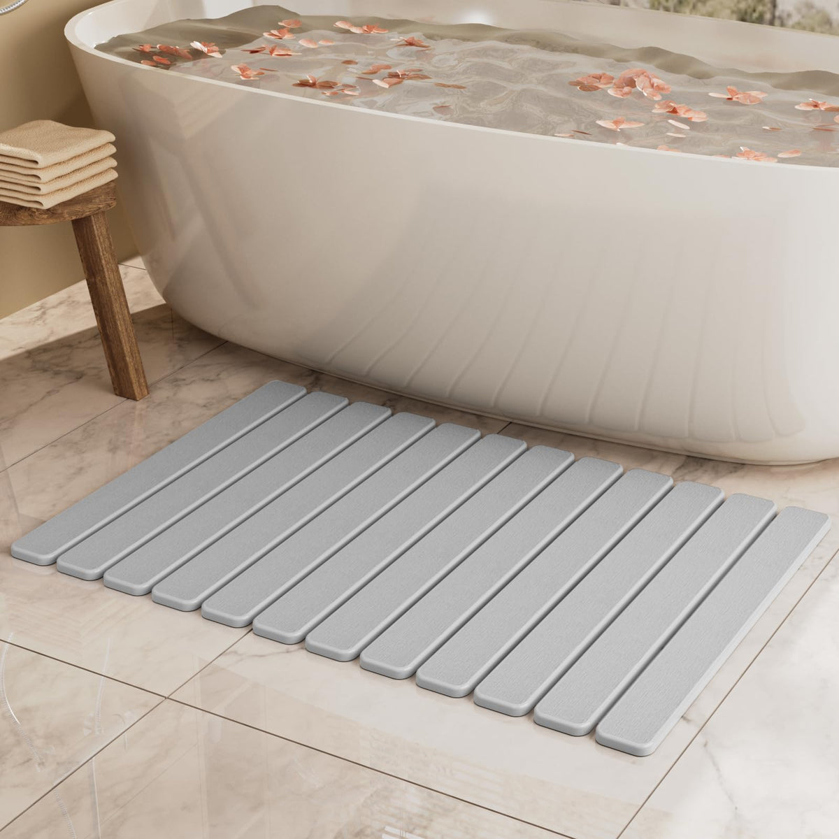 Foldable Stone Bath Mat, Diatomaceous Earth Stone Drying Mats for Bathroom
