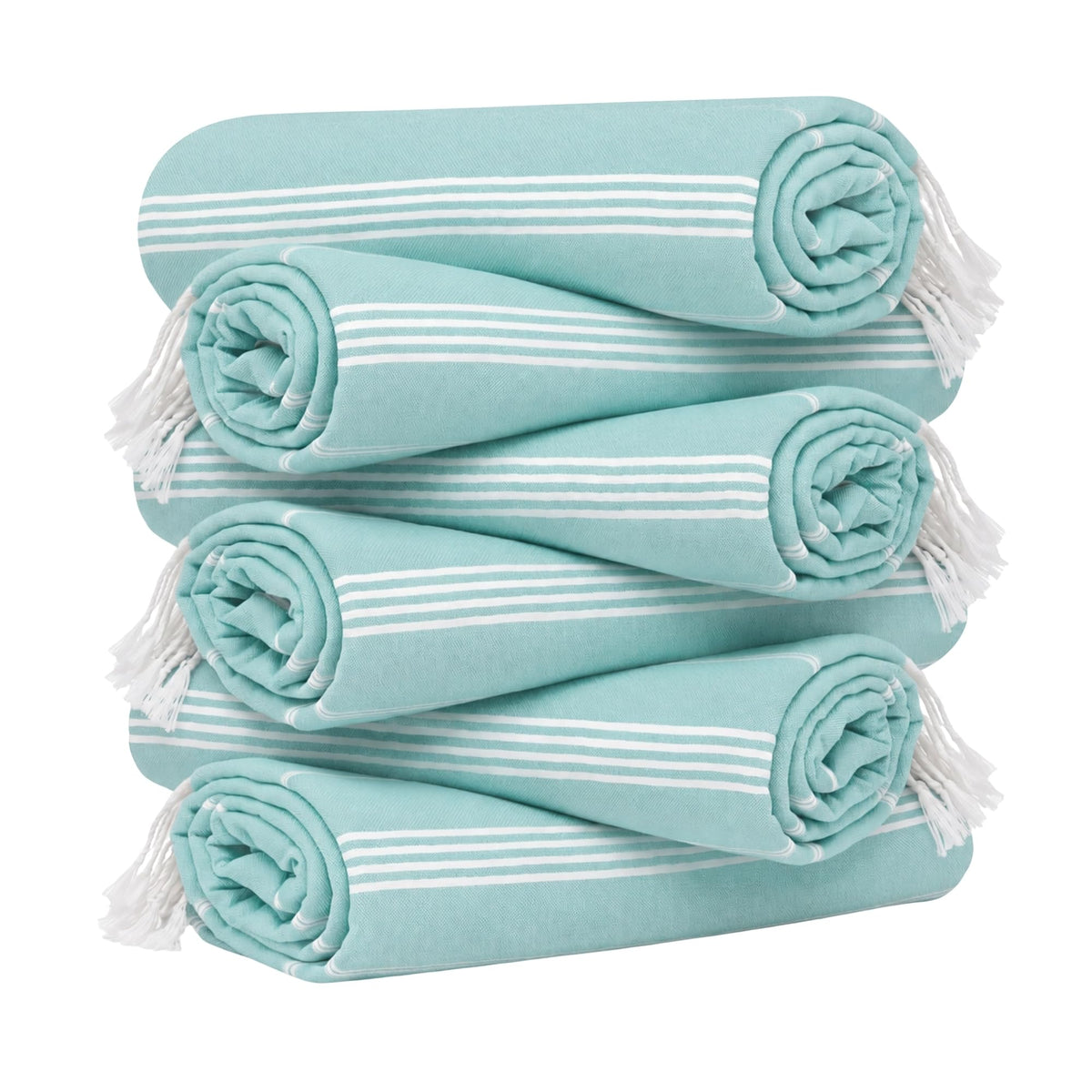 HAVLULAND Turkish Beach Towels, Set of 6, Oversized 72" x 40", 100% Cotton