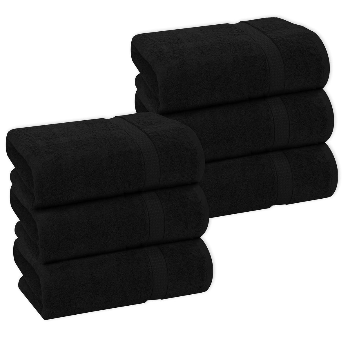 GOLD TEXTILES Premium Black Bath Mat - 2 Pack 22x34 Inches - Not a Bathroom Rug - 100% Ring Spun Cotton - Highly Absorbent & Non Slip Shower Bathroom Floor Mat Towel - Machine Washable