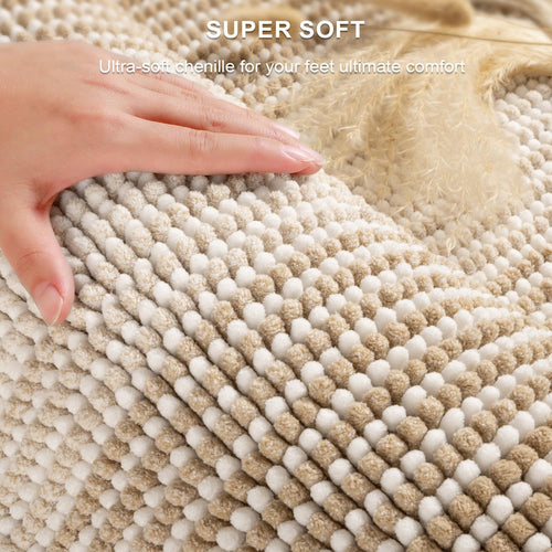 BSICPRO Bathroom Rugs Sets 2 Piece, Non Slip Boho Bath Mats, Beige