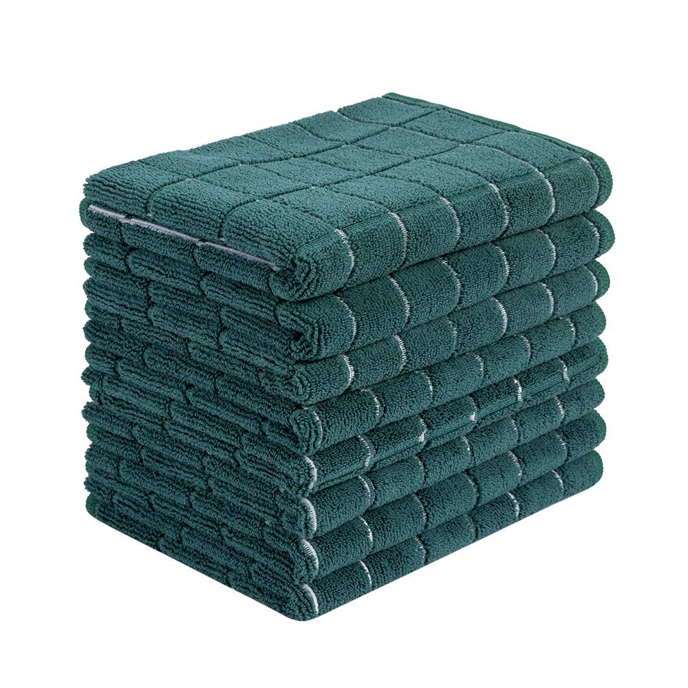 Microfiber Dish Towels - Soft, Super Absorbent and Lint Free Kitchen Towels - 8 Pack (Lattice Designed Gray Colors) - 26 x 18 Inch