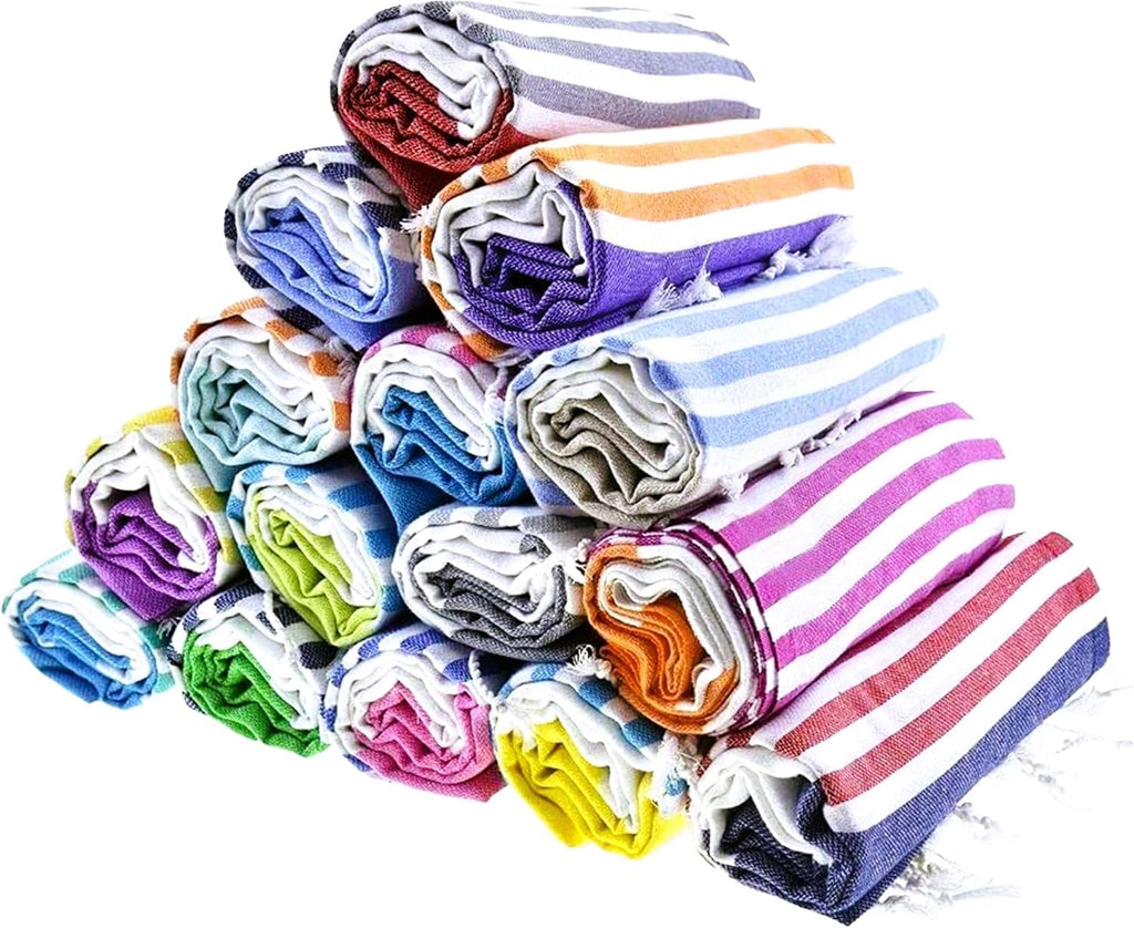 HAVLULAND Turkish Beach Towels, Set of 6, Oversized 72" x 40", 100% Cotton