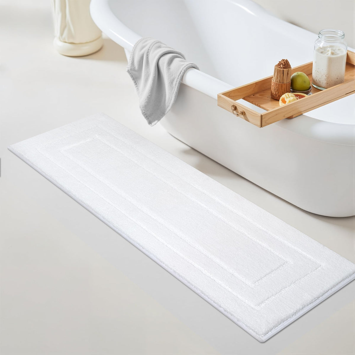 GRANNY SAYS Gray Bathroom Rug 20" x 30", Non-Slip Microfiber Bath Mat