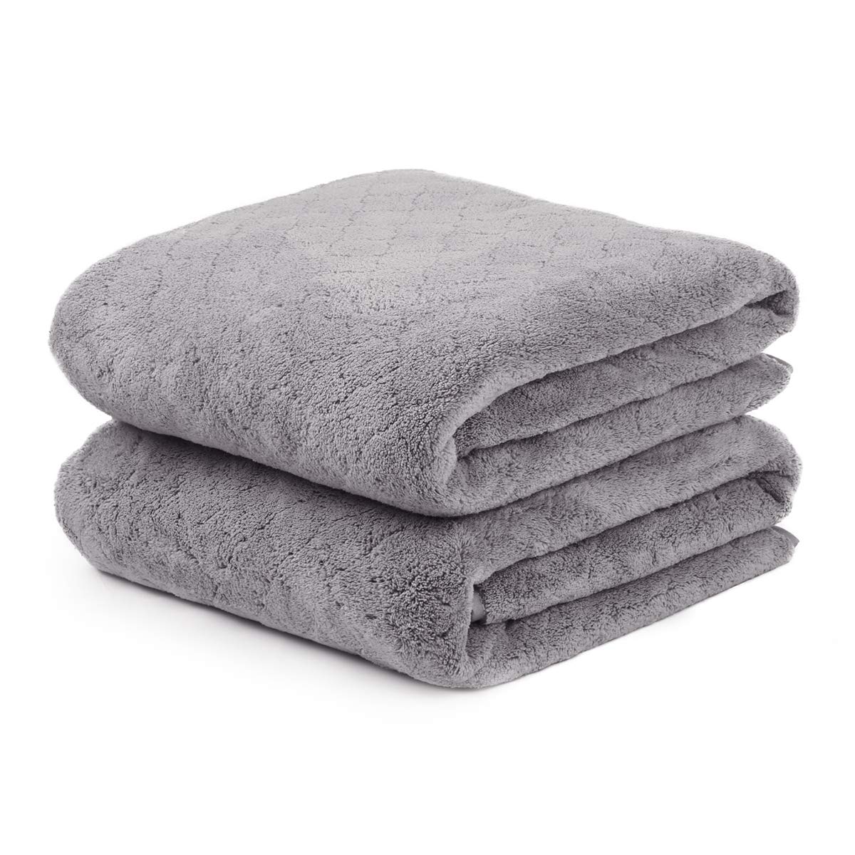JML Microfiber Bath Towel with Hanging Loop, 2 Pack, 30" x 60", Grey