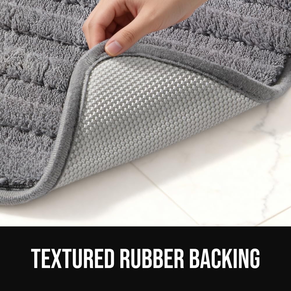 GORILLA GRIP Textured Backing Memory Foam Bath Mat, 24x16 Gray