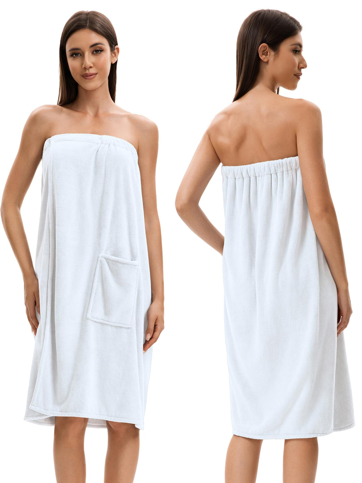 Towel Wrap For Women After Shower，Plush Bath Robe Female，Sauna Spa Wrap Around Towels With Pockets