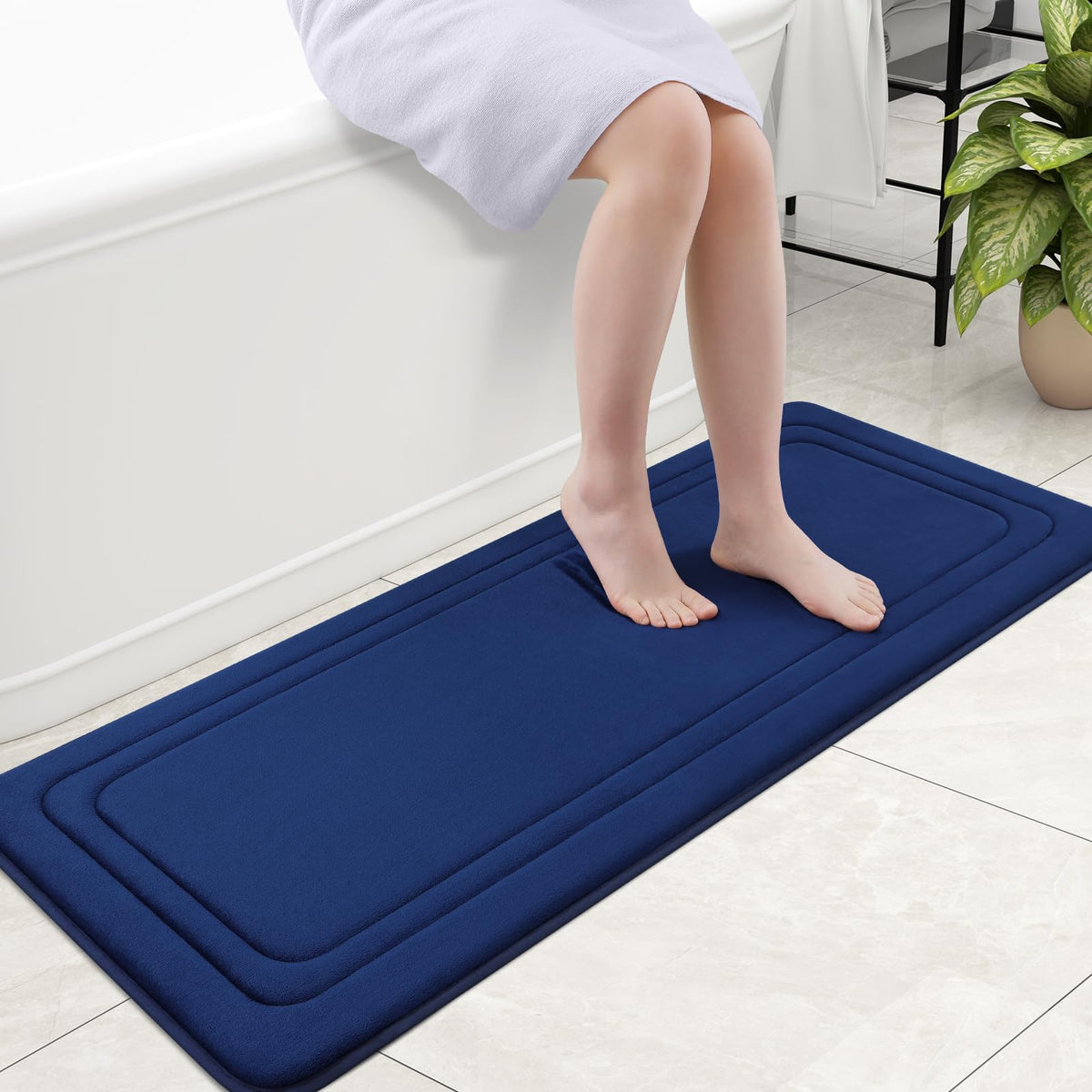 Grandaily Memory Foam Bath Mat Rug 30x20, Ultra Soft, Non-Slip and Absorbent Bathroom Rugs, Machine Wash Dry, Comfortable Bath Carpet for Bathroom Floor, Tub and Shower, Black