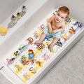 AmazerBath Shower Mat Non Slip 40 x 16 Inches, Bathtub Mat Shower Stall Mats with Suction Cups and Drain Holes, Non Slip Bath Mat for Tub for Elderly & Kids, Clear Blue