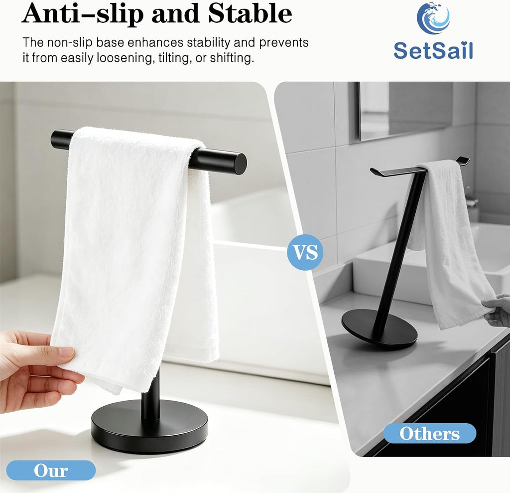 SetSail T-Shaped Hand Towel Holder, Black