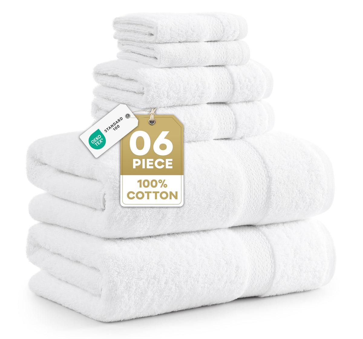 LANE LINEN Bath Towel Set Absorbent Quick Dry 100% Cotton 6 Piece - Navy