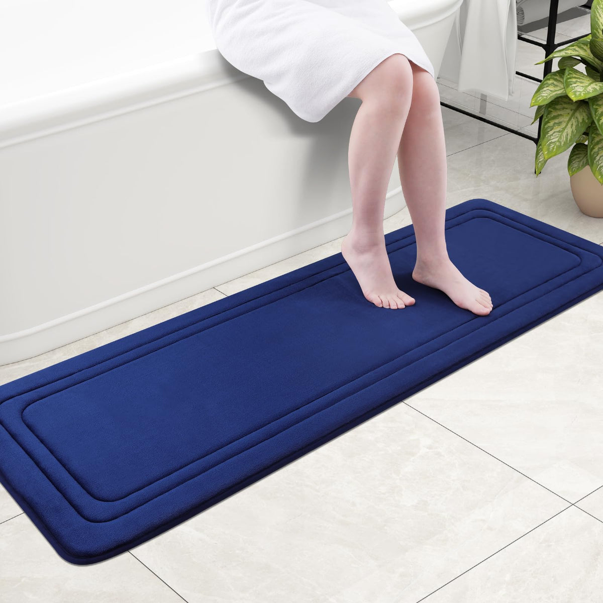 Grandaily Memory Foam Bath Mat Rug 30x20, Ultra Soft, Non-Slip and Absorbent Bathroom Rugs, Machine Wash Dry, Comfortable Bath Carpet for Bathroom Floor, Tub and Shower, Black