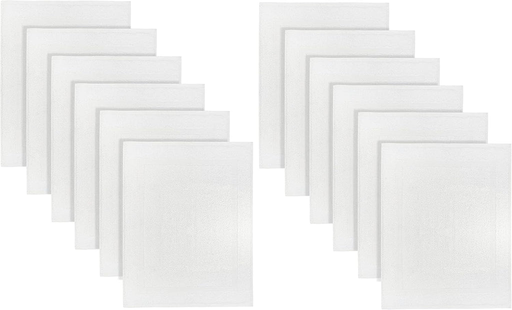 (Pack of 12 100% Cotton White Bath Mat Towel (18x25 Inches) Light Weight Quick Drying & Machine Washable - Hotel Supplies Shower Hotel Bath Mat Towel Economy