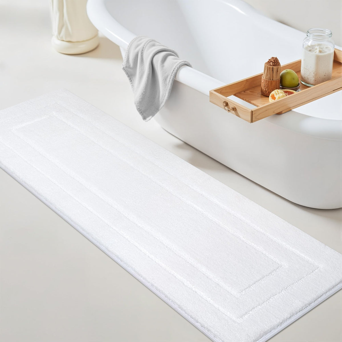 GRANNY SAYS Gray Bathroom Rug 20" x 30", Non-Slip Microfiber Bath Mat