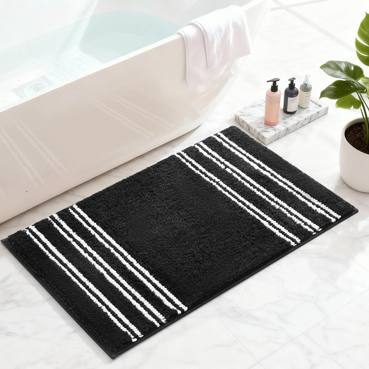 Kmson Ombre Bath Mat for Bathroom, Non Slip Ultra Soft and Thick Water Absorbent Bath Carpet, Machine Washable & Quick Dry Bathroom Rug, for Bedroom Door Living Room Green 17" x 24"