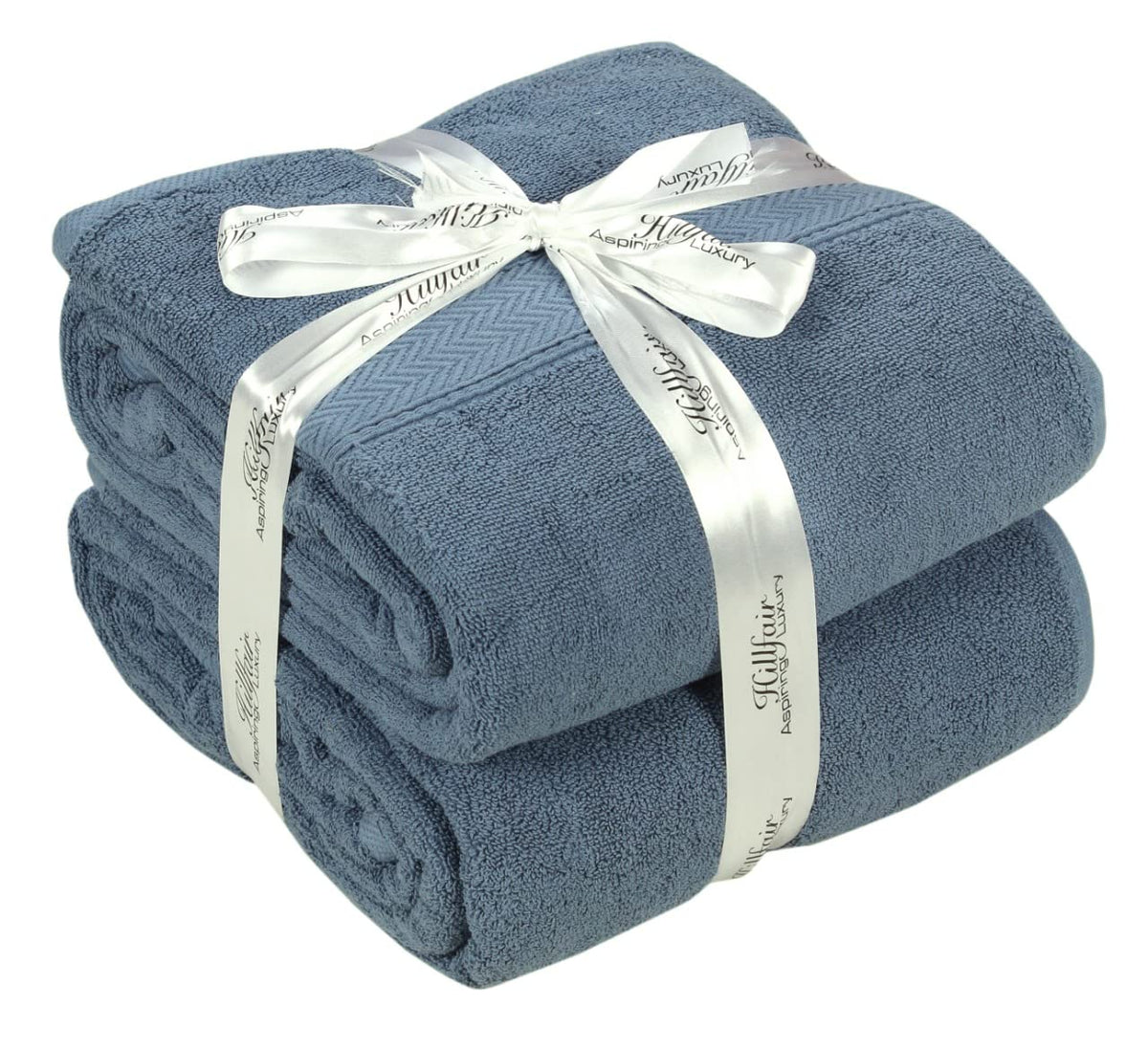 HILLFAIR 900 GSM 100% Cotton Floor Towels - 2 Piece Towels Set - Ocean Blue
