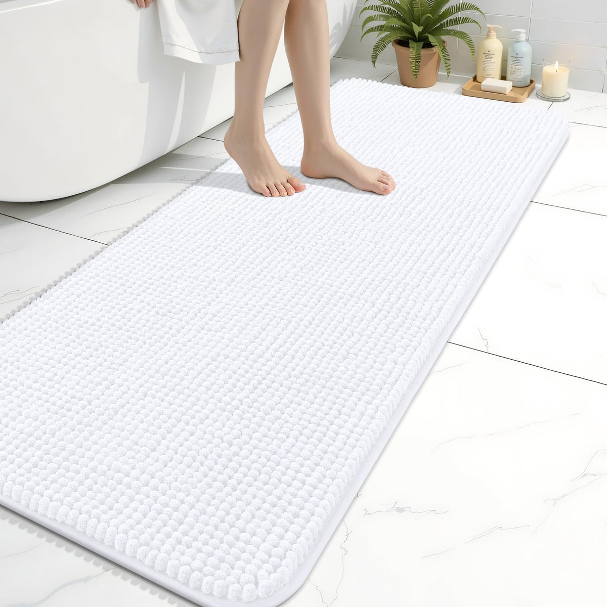 Arotive Chenille Bathroom Rugs 30x20, Soft Absorbent Bath Mat, Grey
