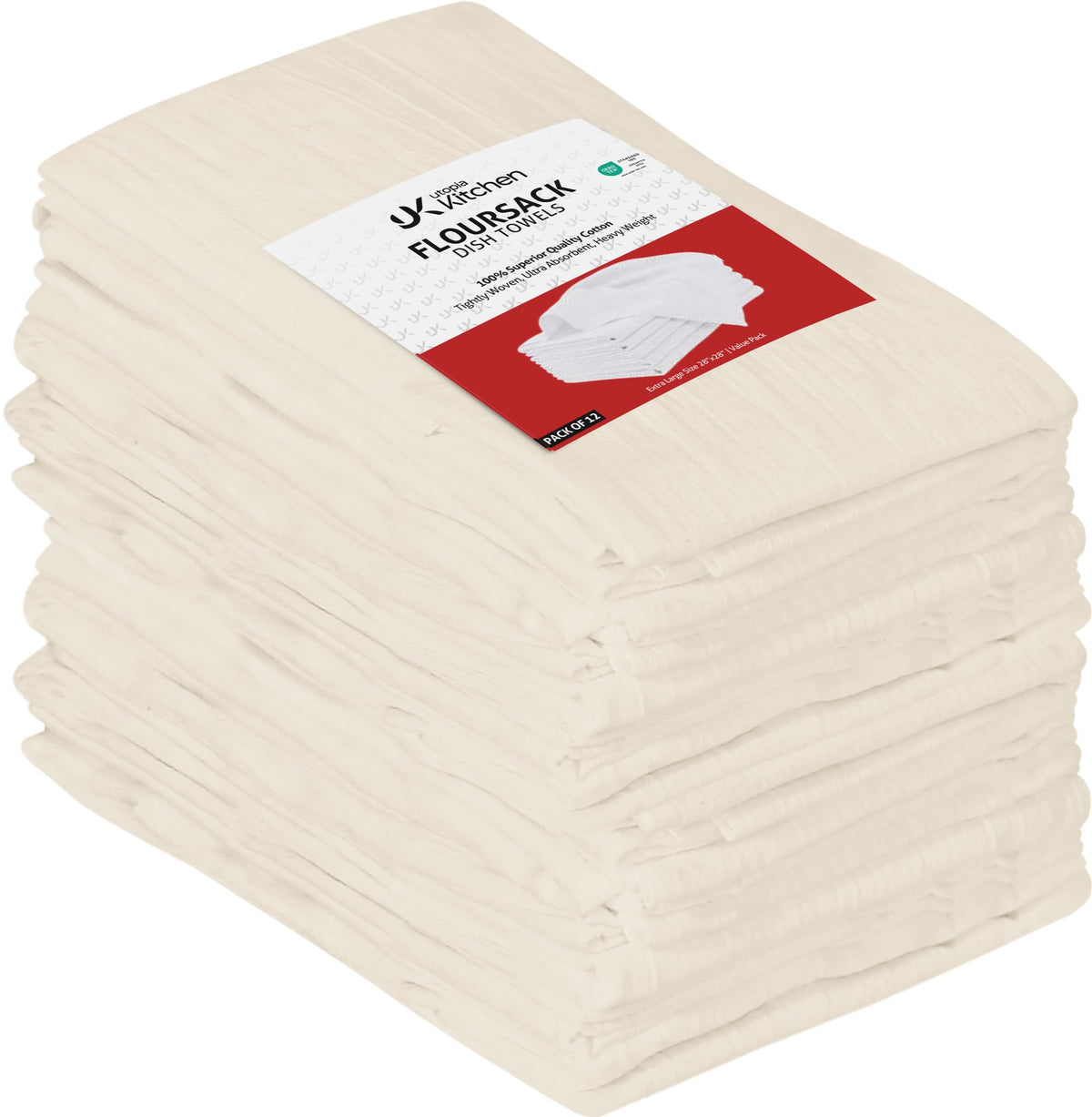Utopia Kitchen White Flour Sack Towels [24 Pack - 28 x 28 Inch] 100% Cotton