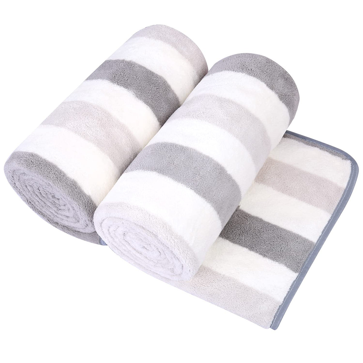 JML Microfiber Bath Towel with Hanging Loop, 2 Pack, 30" x 60", Grey