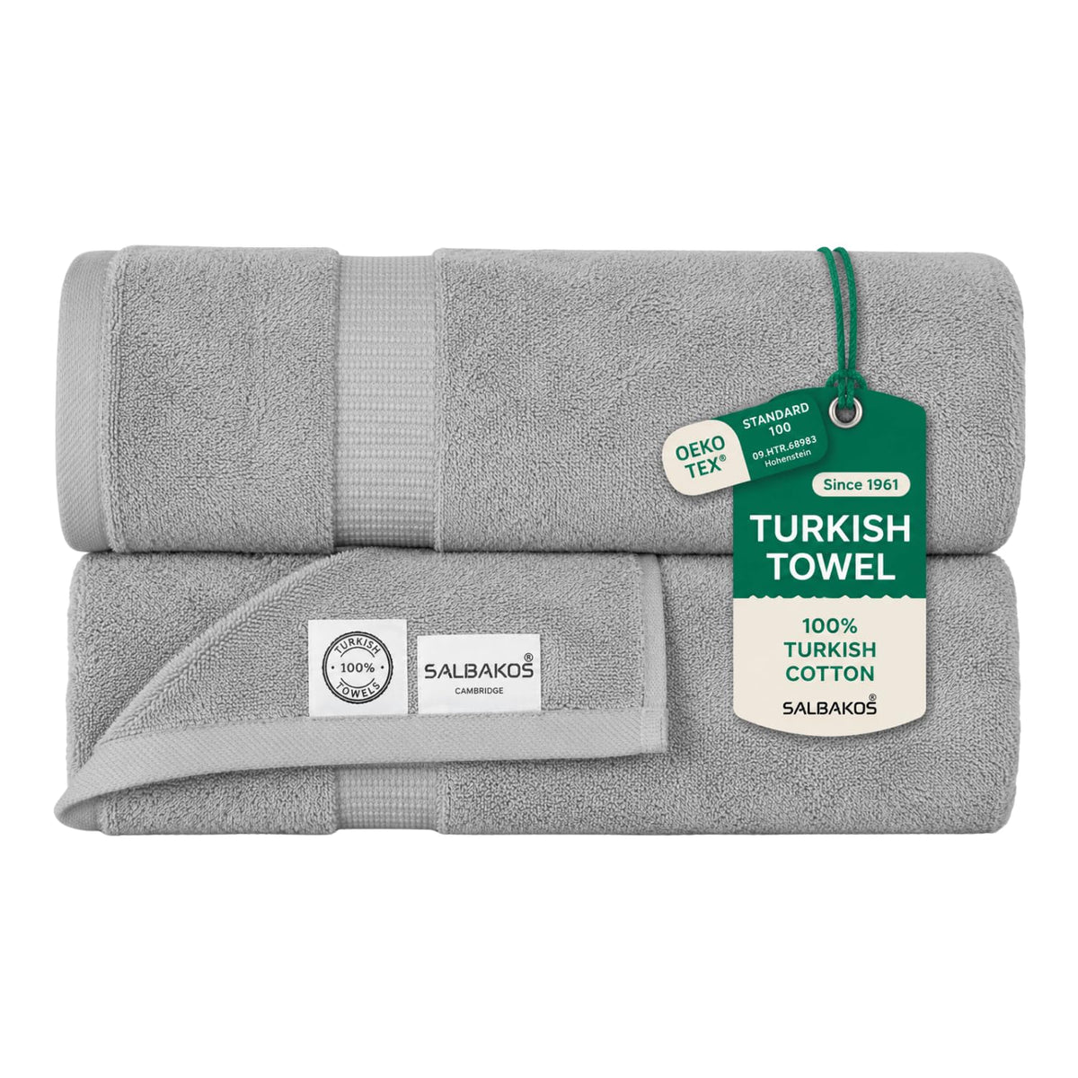 SALBAKOS 6-Piece 100% Turkish Cotton Hand Towels, 16x30 inch, White