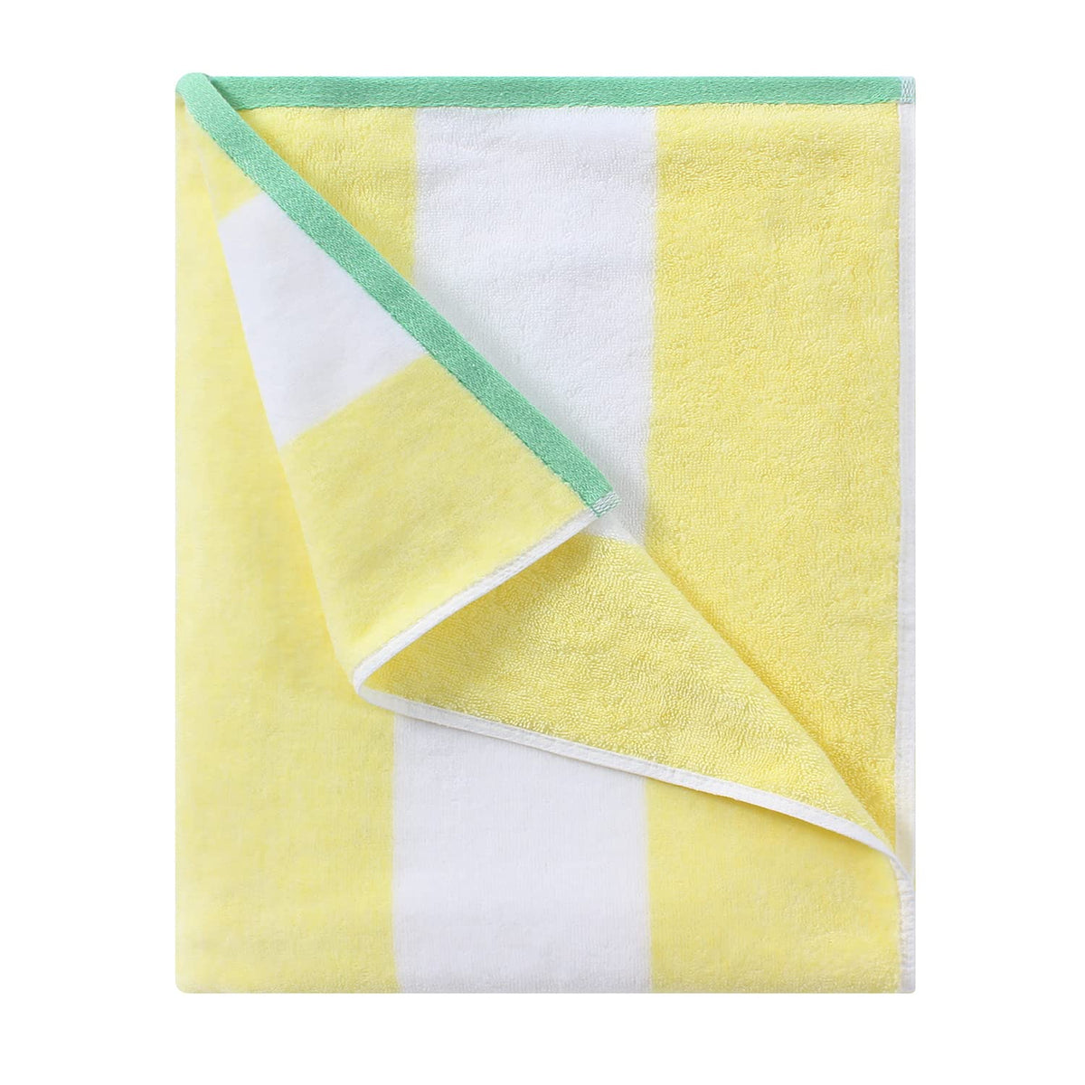 HENBAY Cotton Oversized Beach Towel - Large 70 x 35 Inch Pool Towel, Aqua Striped Quick Dry Swimming Cabana Towel