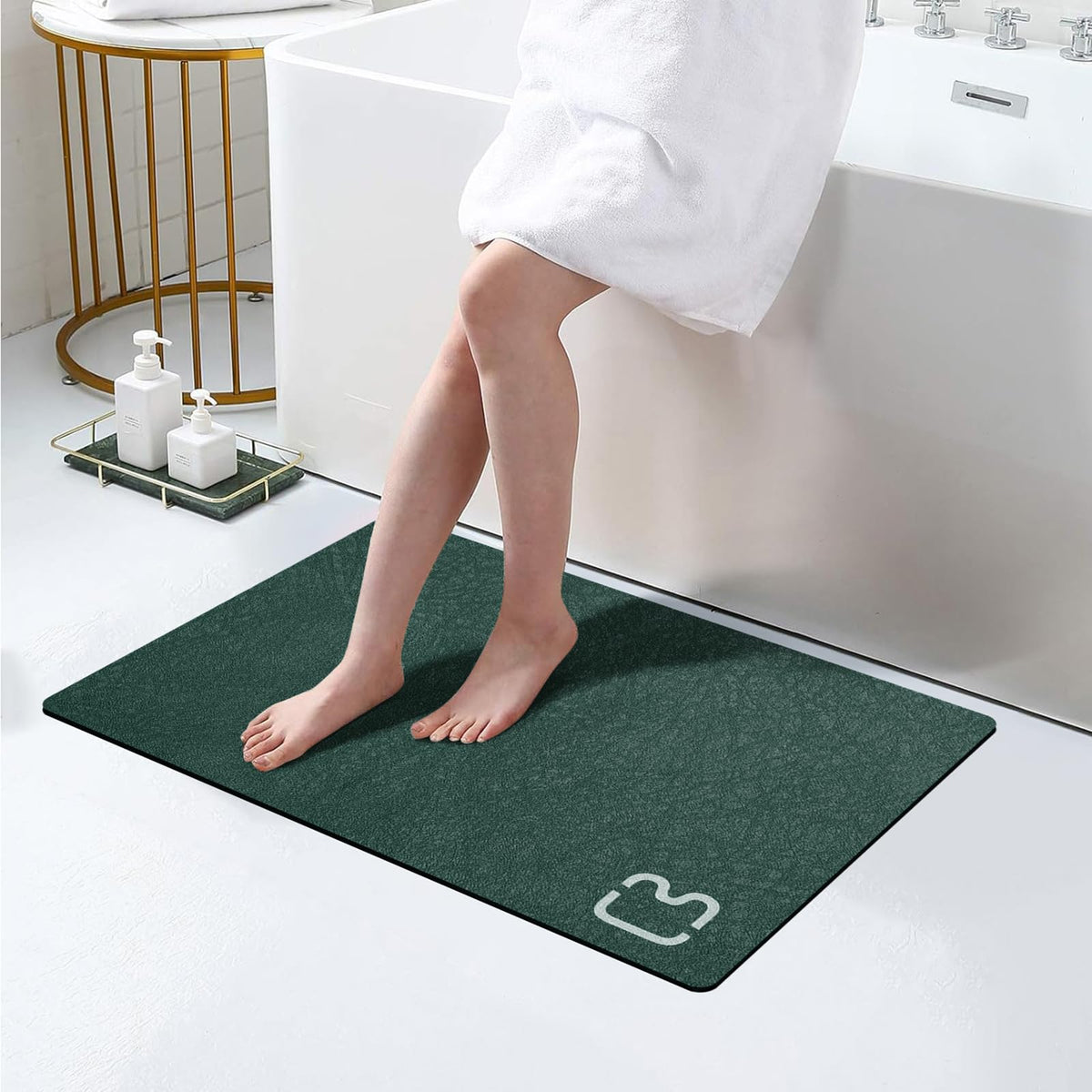Diatomaceous Earth Bath Mat Stone Bath Mats for Bathroom,15.7"x23.6",Grey