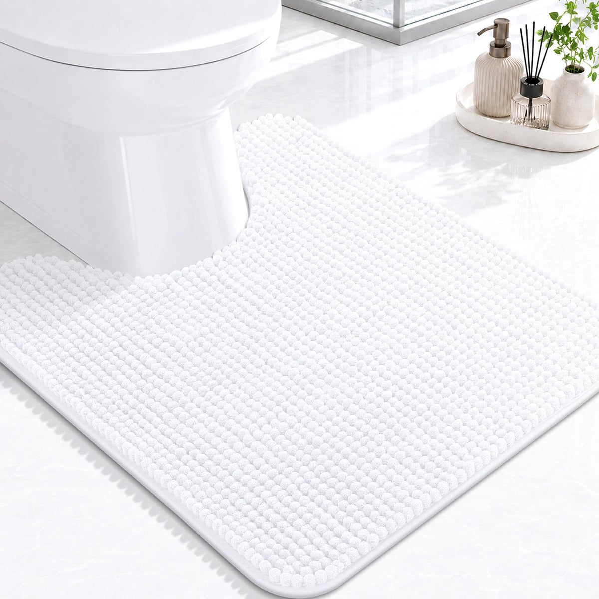 Arotive Chenille Bathroom Rugs 30x20, Soft Absorbent Bath Mat, Grey