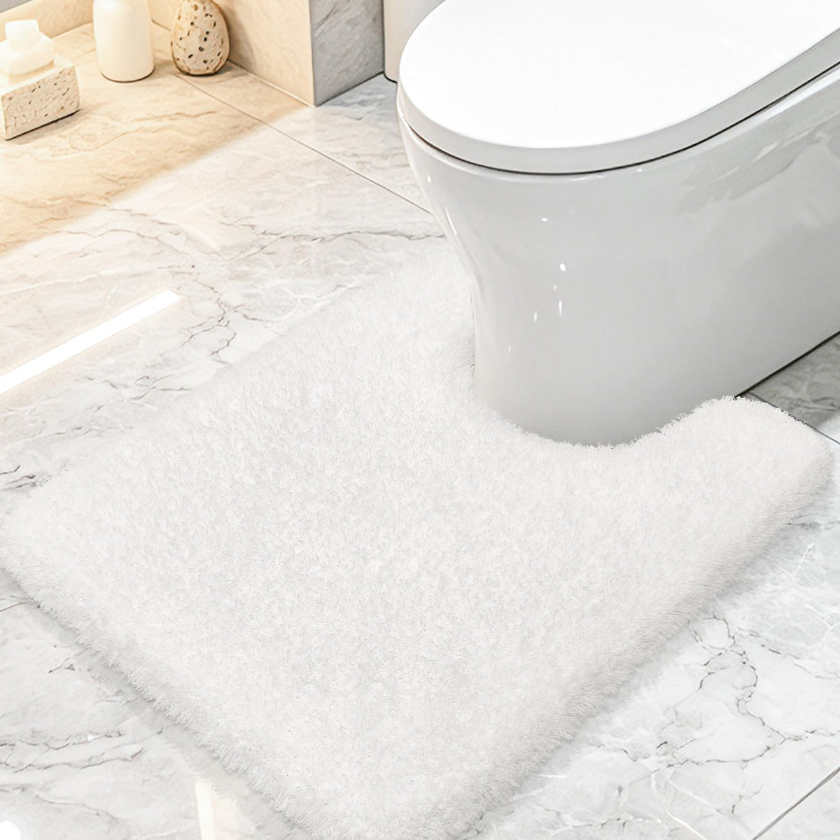 White Bathroom Rugs Non Slip 24"x16",Absorbent Bath Mat Quick Dry