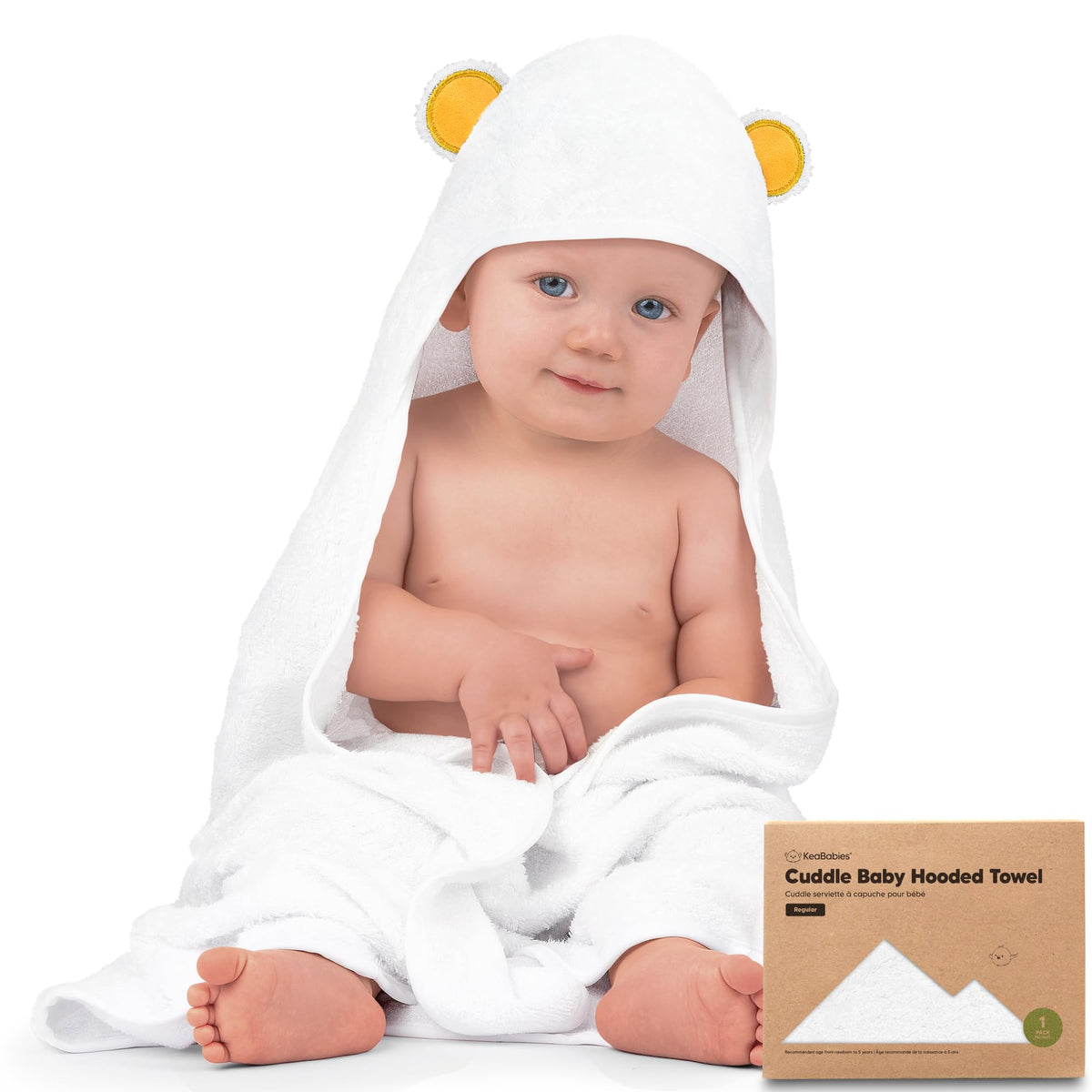 KeaBabies Hooded Baby Towel for Newborn, Baby Bath Towels (Duck, 35x35)
