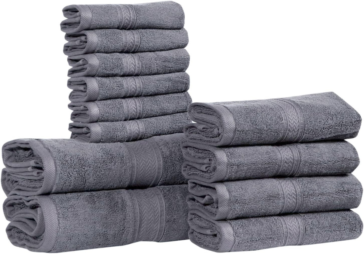 HILLFAIR 900 GSM 100% Cotton Floor Towels - 2 Piece Towels Set - Ocean Blue
