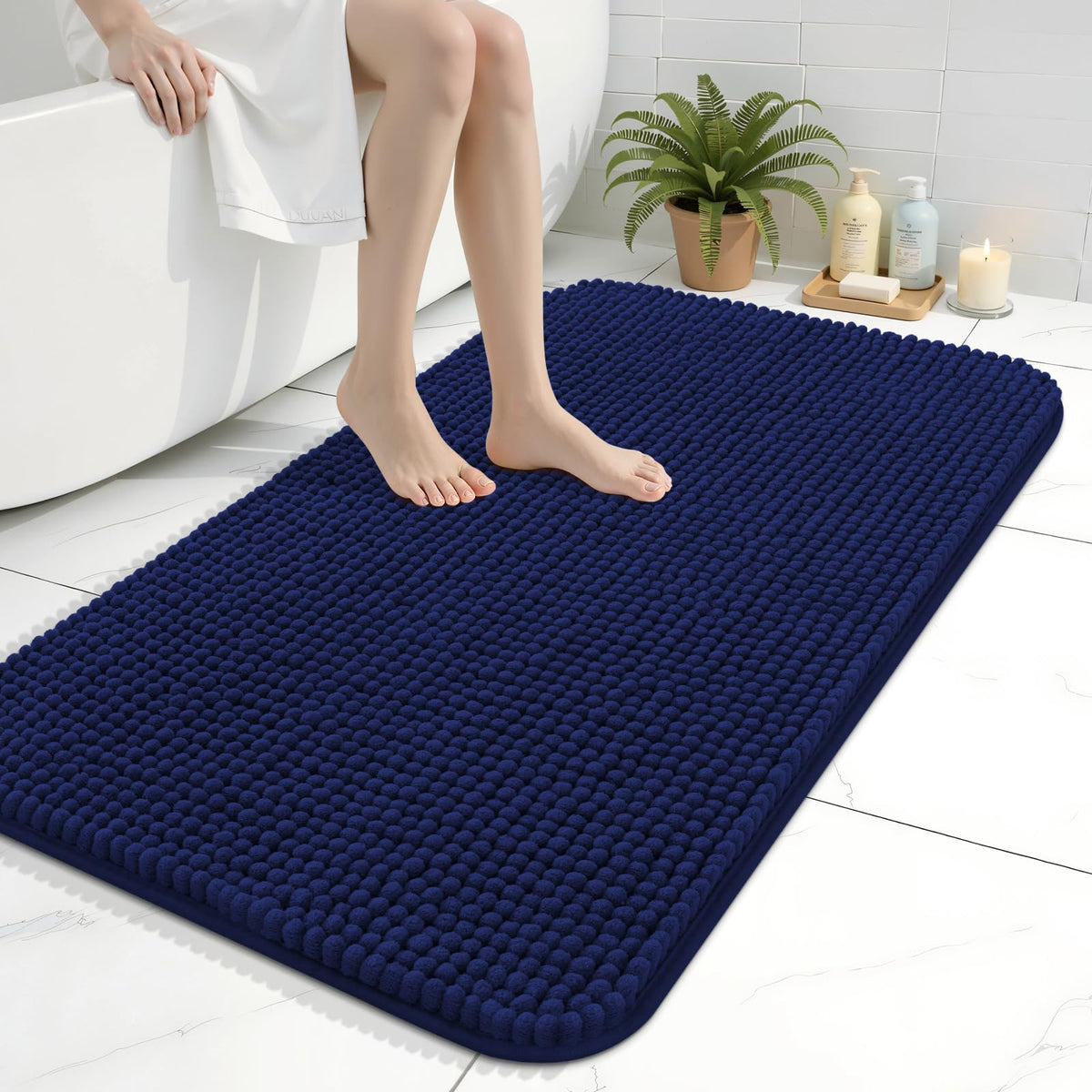 Arotive Chenille Bathroom Rugs 30x20, Soft Absorbent Bath Mat, Grey
