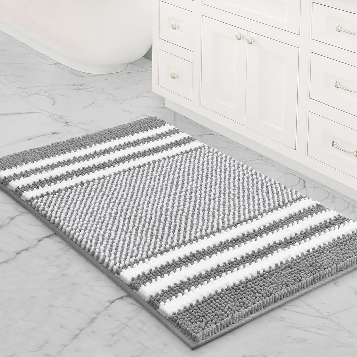 BSICPRO Bathroom Rugs Sets 2 Piece, Non Slip Boho Bath Mats, Beige