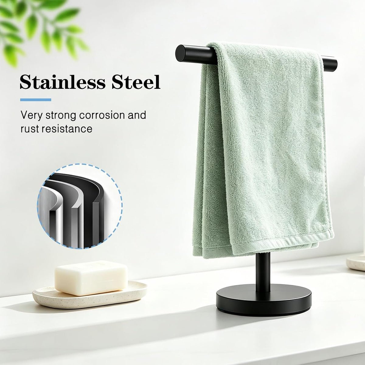 SetSail T-Shaped Hand Towel Holder, Black