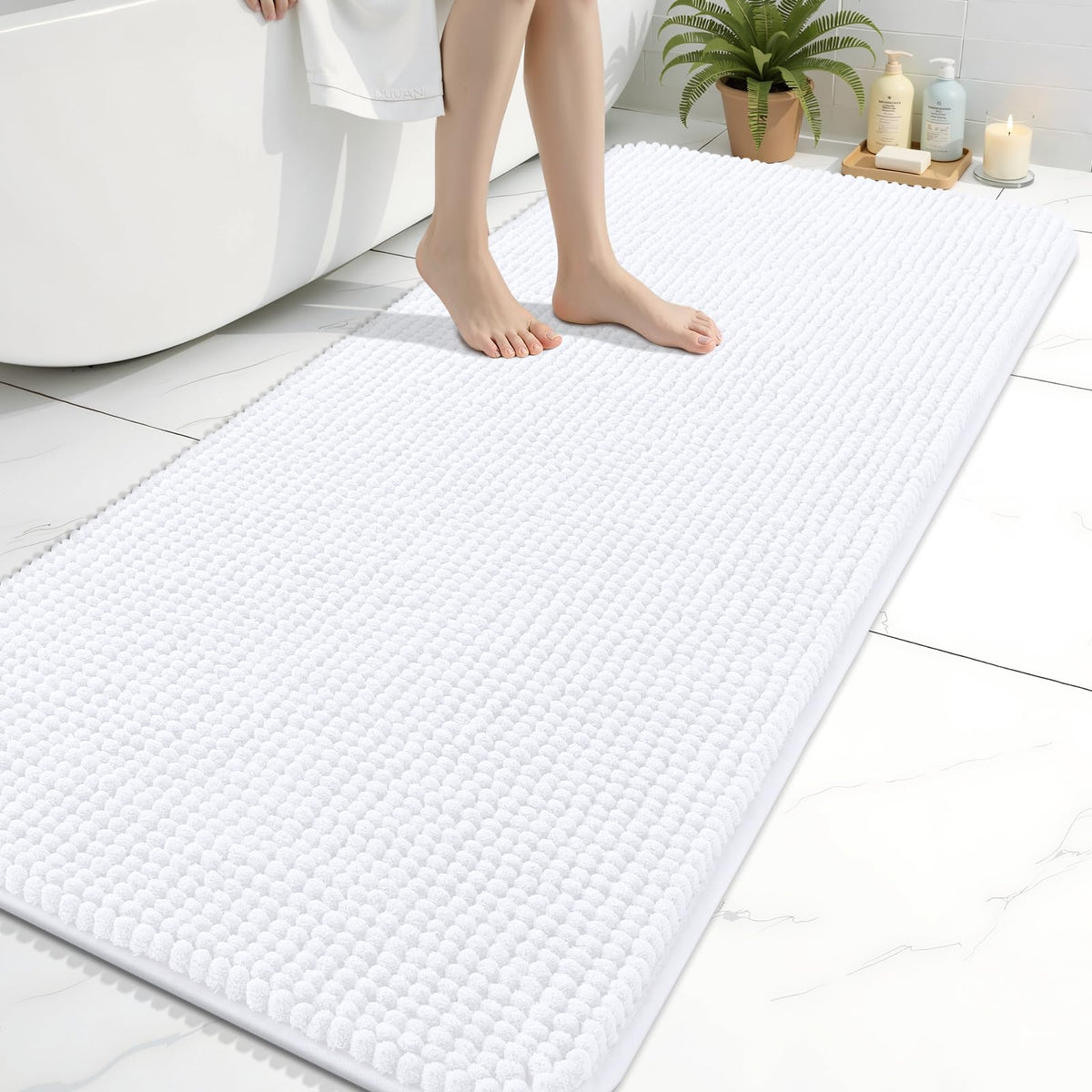 Arotive Chenille Bathroom Rugs 30x20, Soft Absorbent Bath Mat, Grey