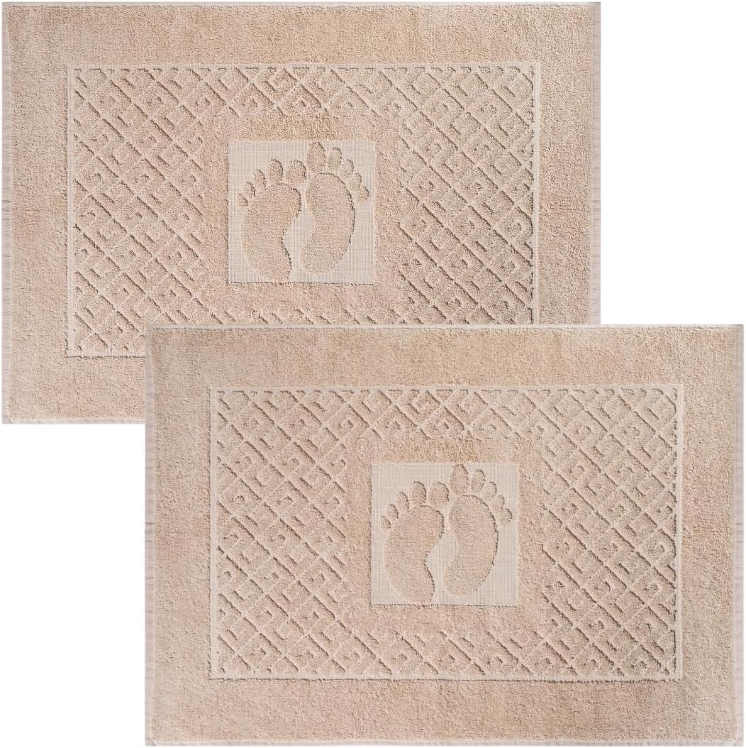 Turkish Cotton Bathroom Floor Towel, 2-Pack Towel Bath Mats