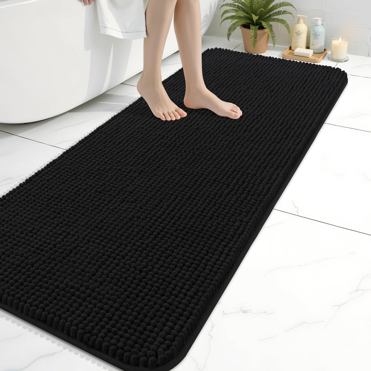 Arotive Chenille Bathroom Rugs 30x20, Soft Absorbent Bath Mat, Grey