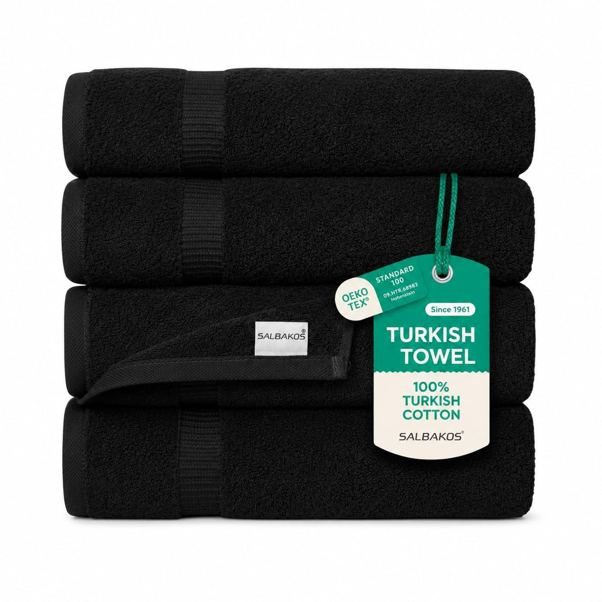 SALBAKOS 6-Piece 100% Turkish Cotton Hand Towels, 16x30 inch, White